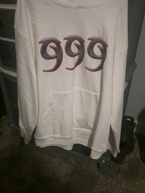 VLONE White Hoodie with Grey and Red 999 Graphic NWOT NEVER WORN